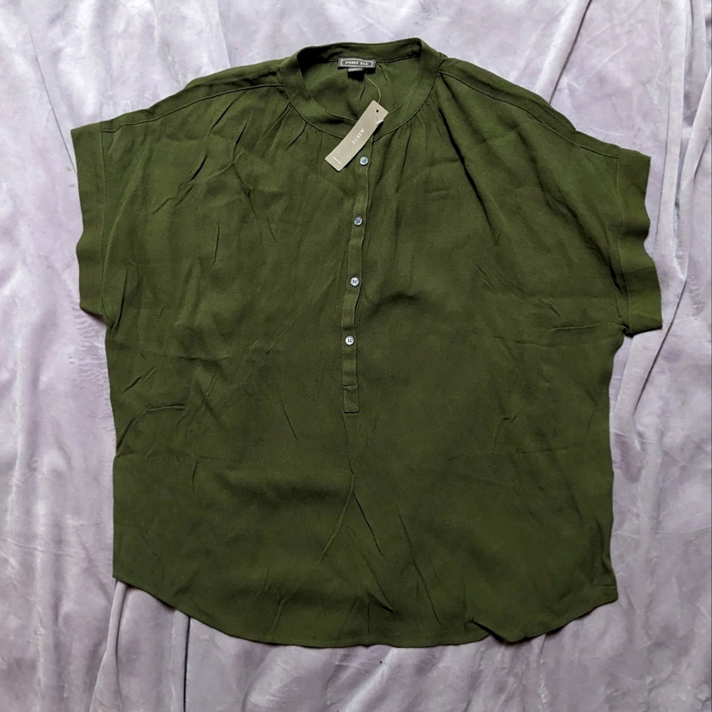 NWT Point Sur for J. Crew Drapey Viscose Olive Blouse - Size L - MAKE OFFER!!!